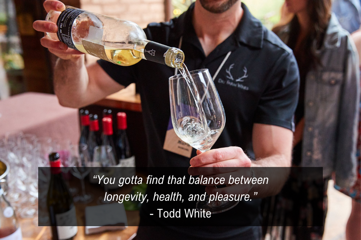 Todd White wine and champagne quote - balance