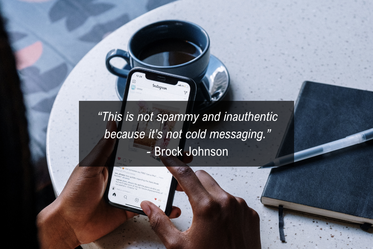 Brock Johnson Instagram dm automation quote - messaging