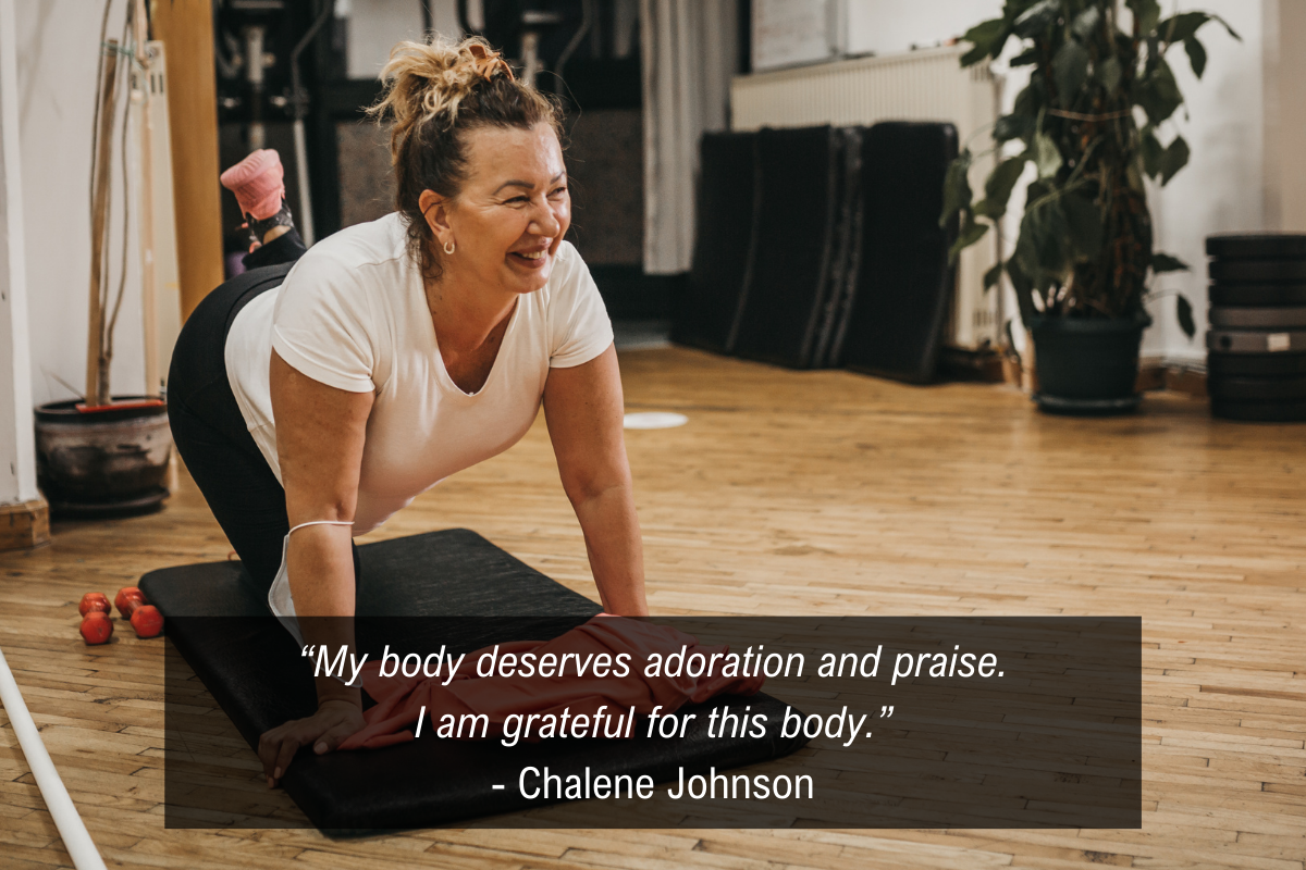Chalene Johnson body confidence quote - grateful