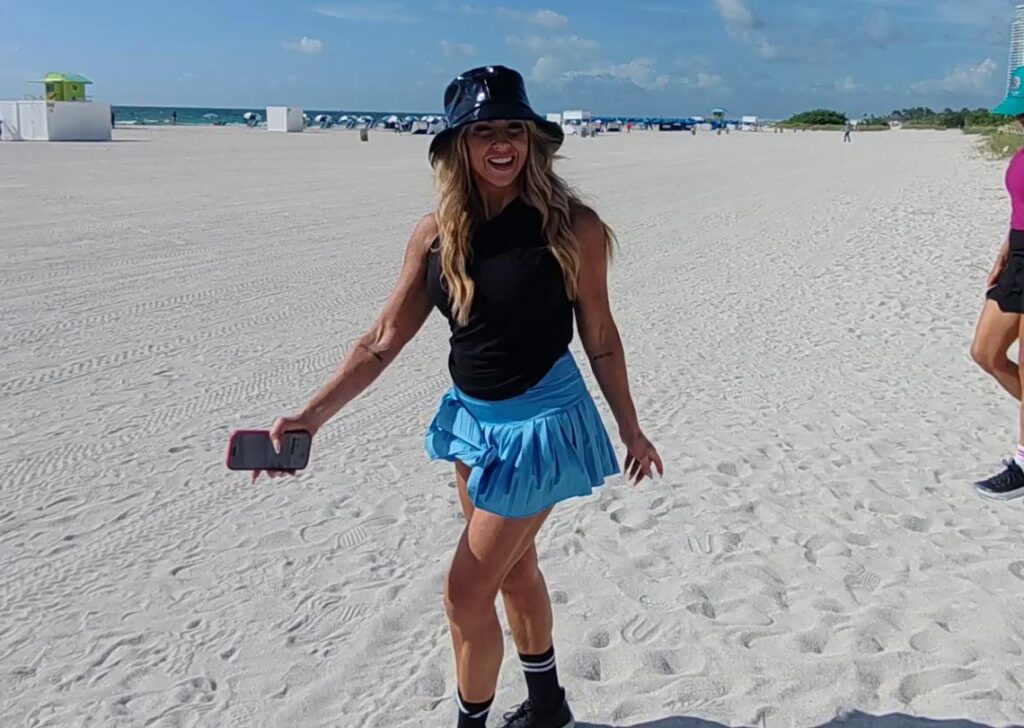 beach walk in a cute skirt skort