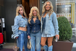 chalene johnson and her two best friends wearing denim outfits