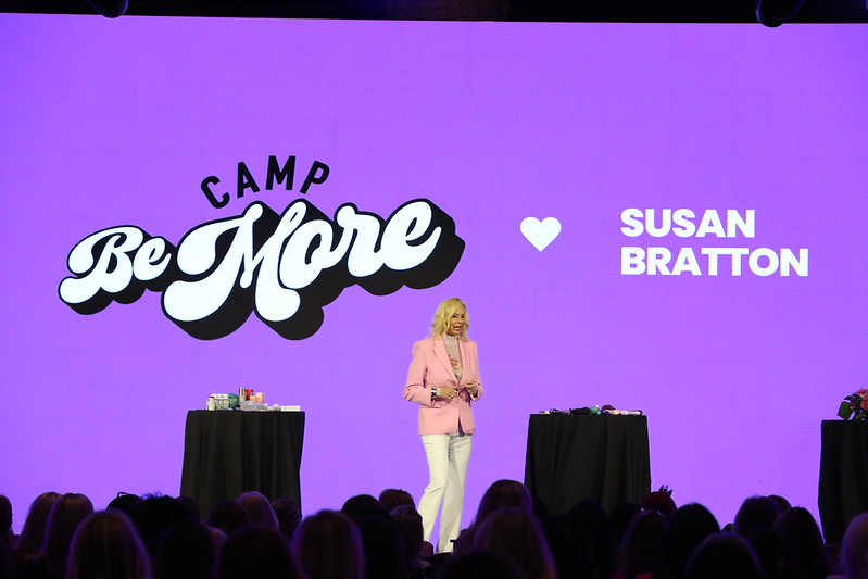 Susan Bratton discussing female sexual pleasure at Camp Be More